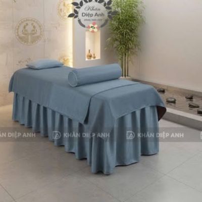 Bộ Ga vải Gấm Màu Xanh